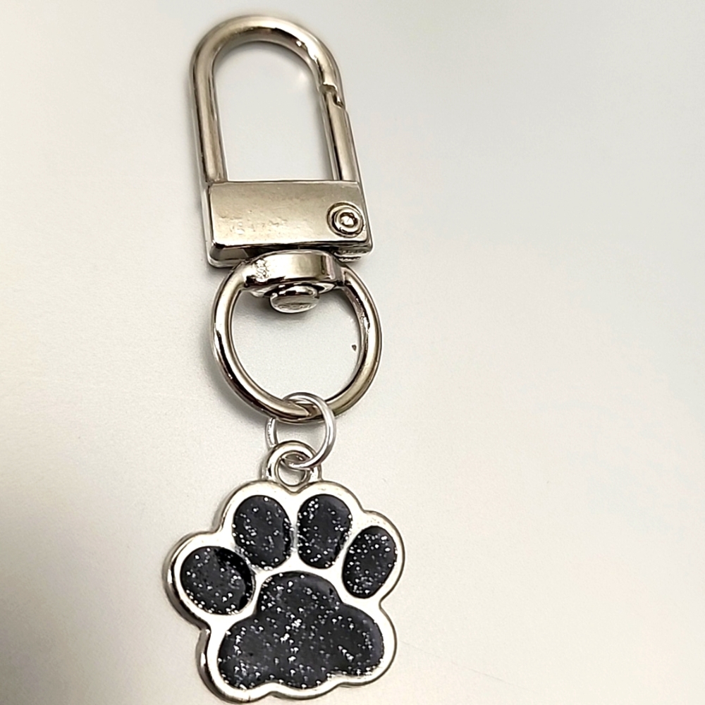 Sparkle Paw Print  ZIPPER Pull purse charm Or Charm bracelet Lobster claw